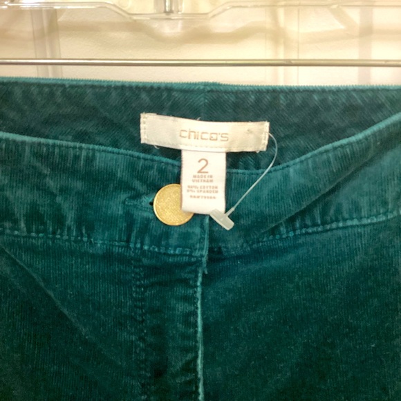 Chico Green cords, size 2 which is a 10, cropped - Picture 2 of 5